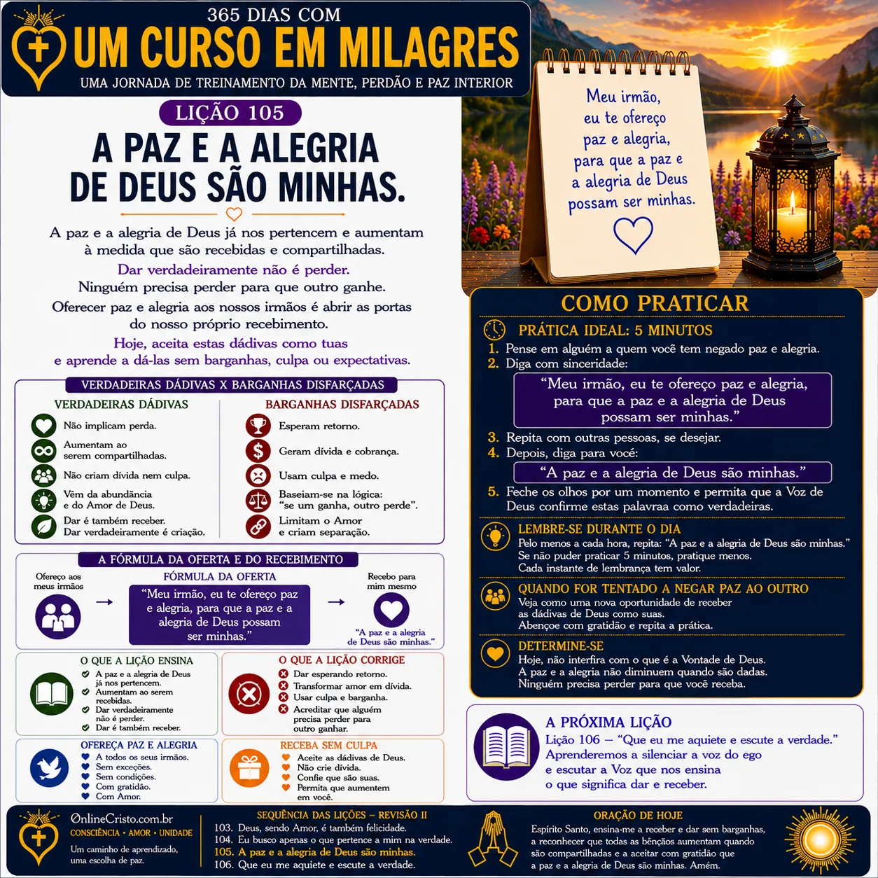 LIÇÃO 105 — A PAZ E A ALEGRIA DE DEUS SÃO MINHAS