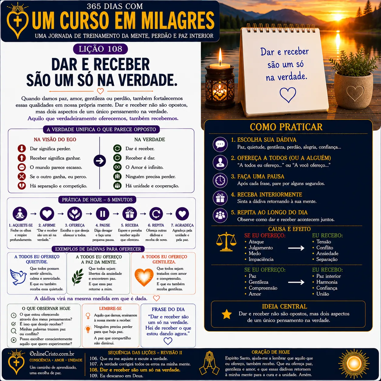 LIÇÃO 108 — DAR E RECEBER SÃO UM SÓ NA VERDADE 6 LIÇÃO 108 — DAR E RECEBER SÃO UM SÓ NA VERDADE