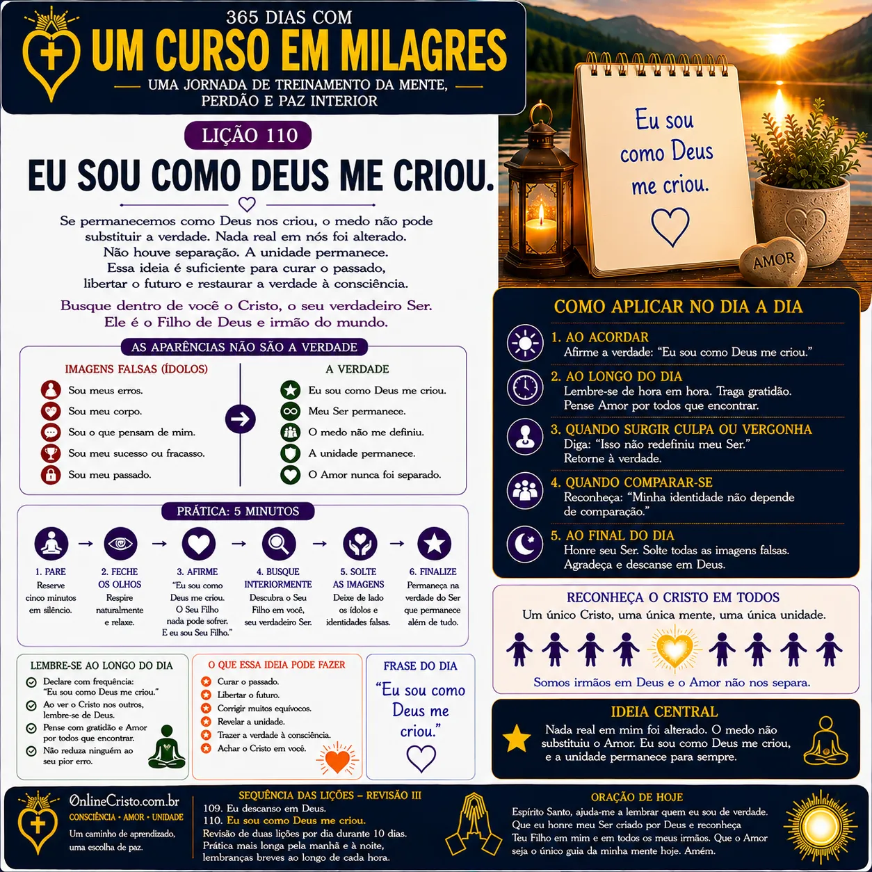 LIÇÃO 110 — EU SOU COMO DEUS ME CRIOU