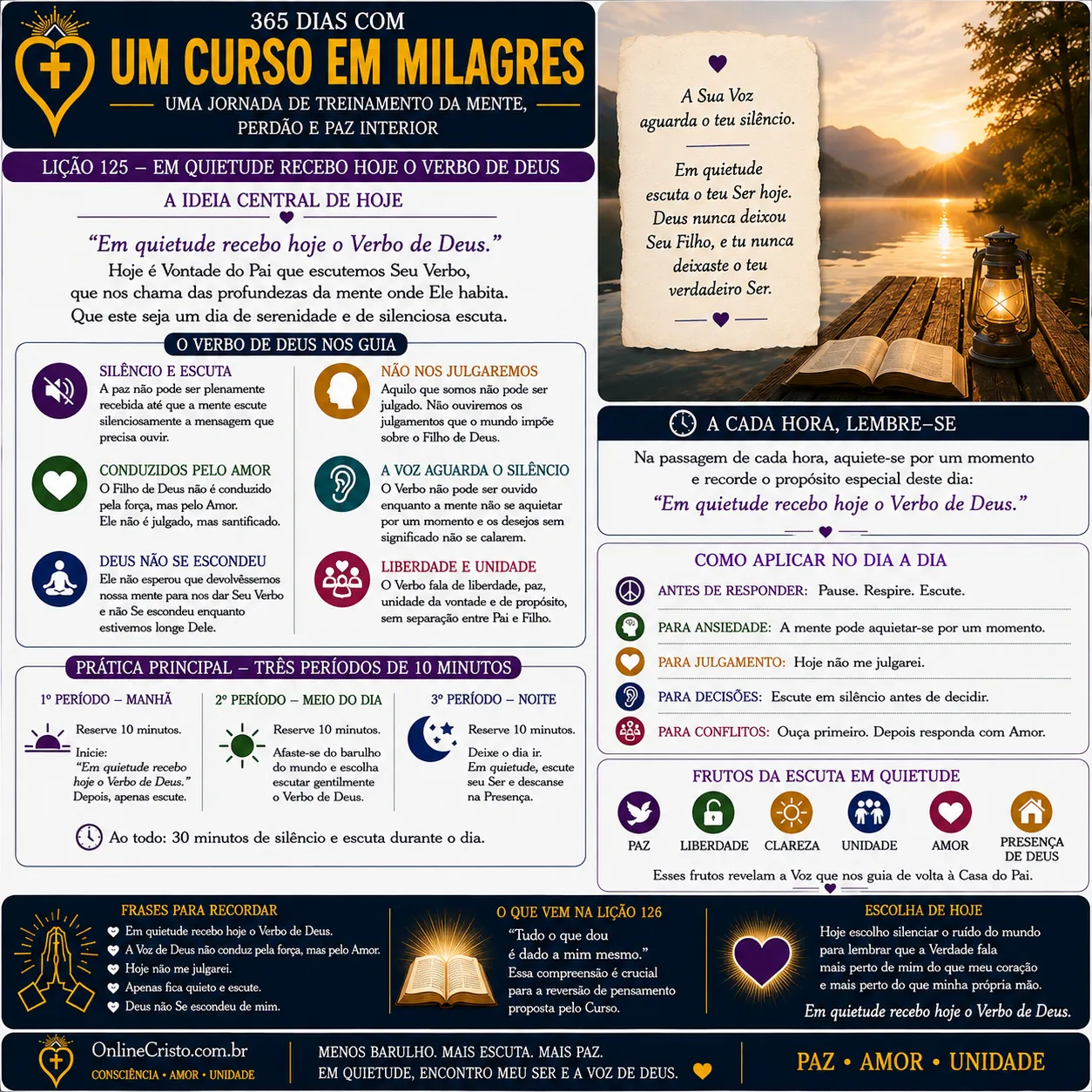 LIÇÃO 125 — EM QUIETUDE RECEBO HOJE O VERBO DE DEUS 3 LIÇÃO 125 — EM QUIETUDE RECEBO HOJE O VERBO DE DEUS