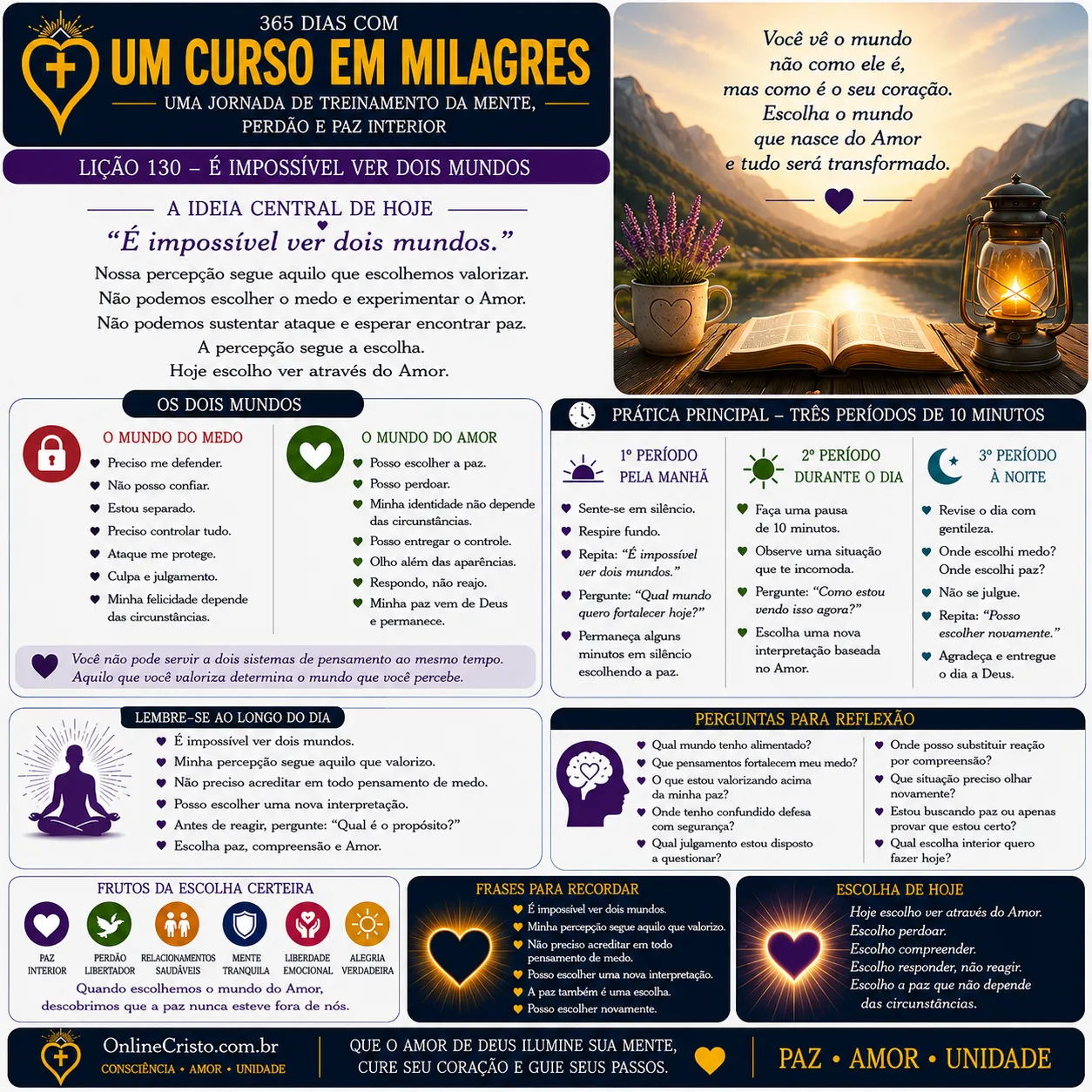 LIÇÃO 130 — É IMPOSSÍVEL VER DOIS MUNDOS