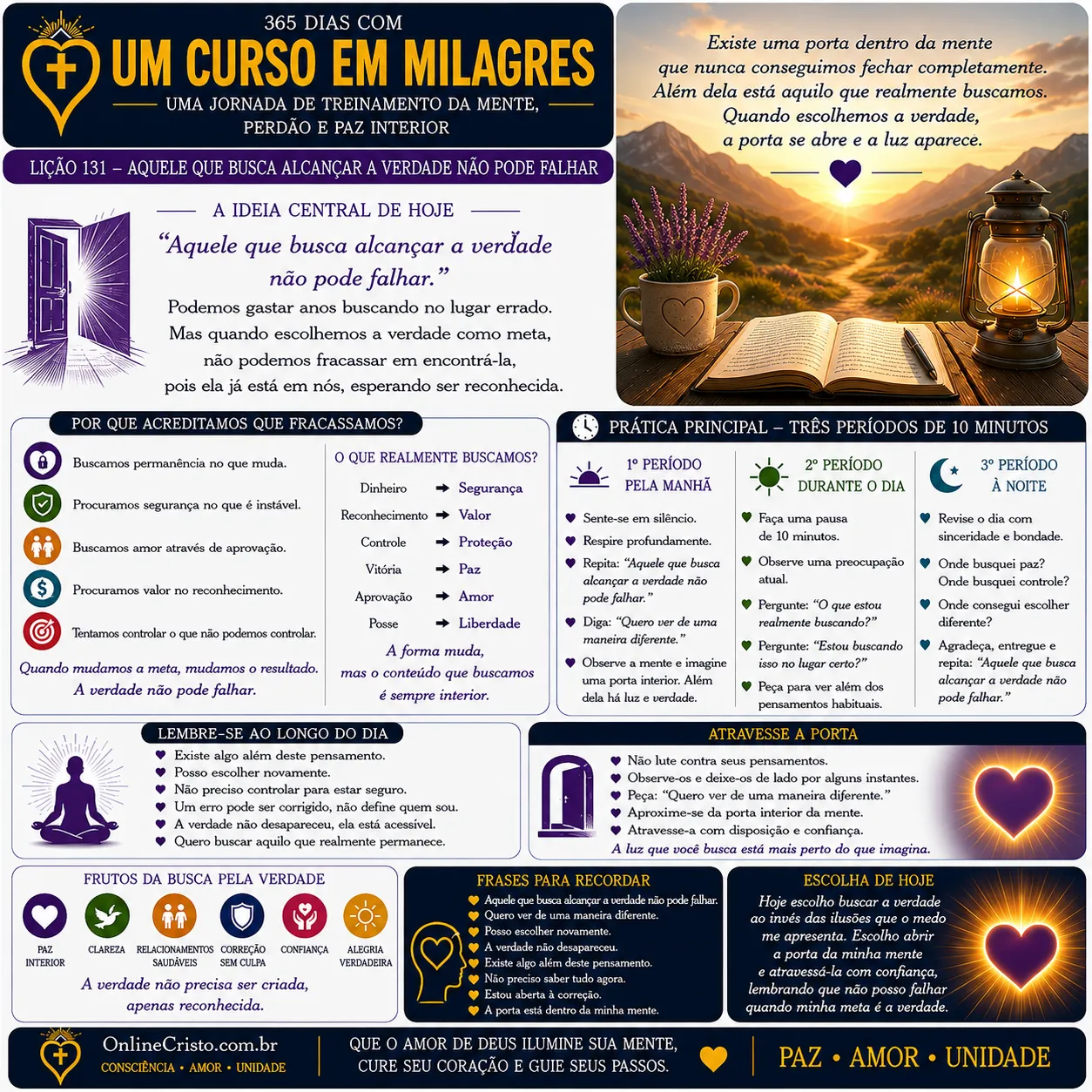 LIÇÃO 131 — AQUELE QUE BUSCA ALCANÇAR A VERDADE NÃO PODE FALHAR