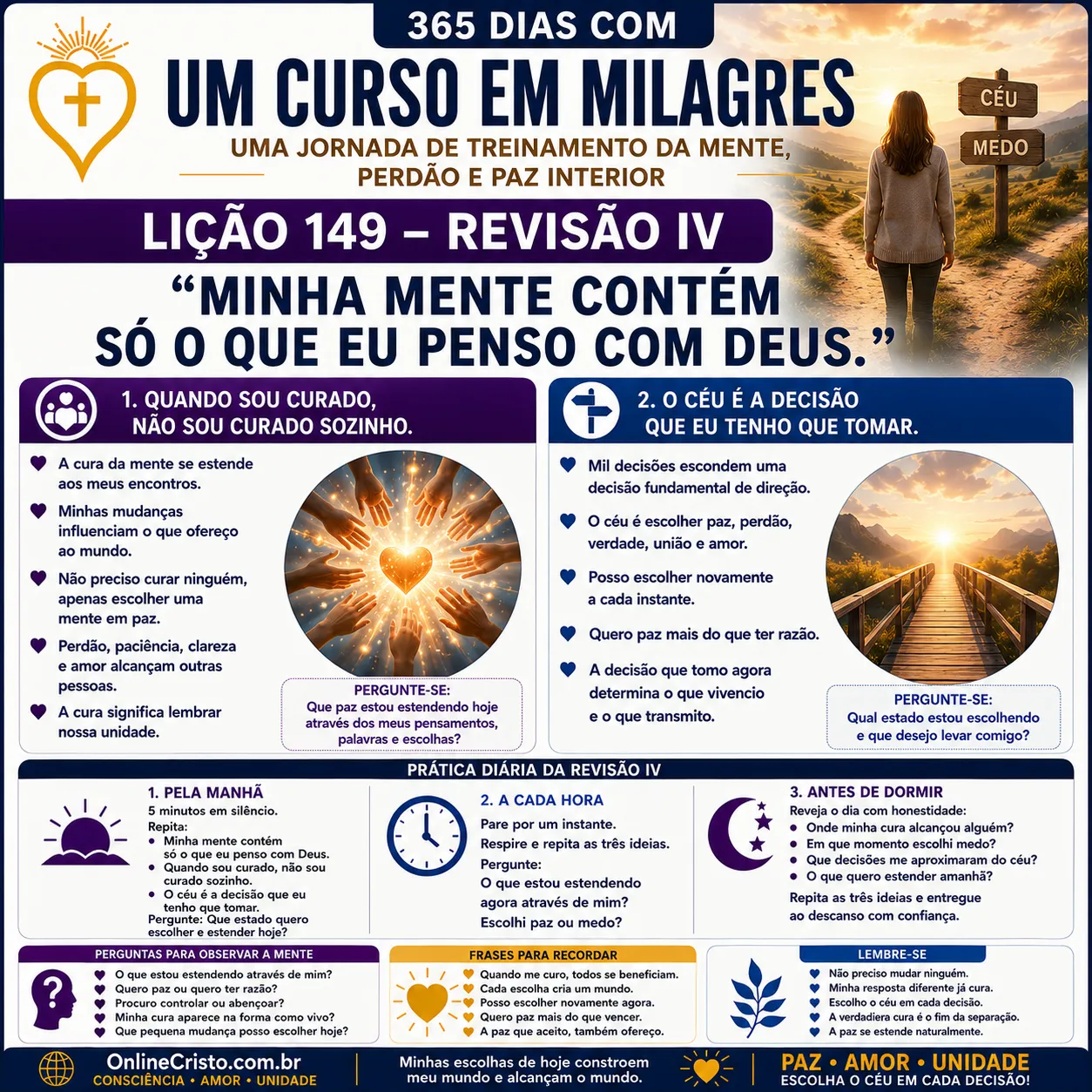 Lição 149 de Um Curso em Milagres — Minha mente contém só o que eu penso com Deus