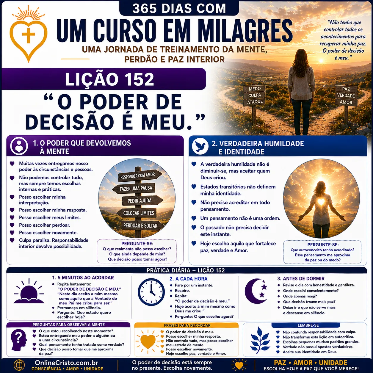 Lição 152 de Um Curso em Milagres — O poder de decisão é meu