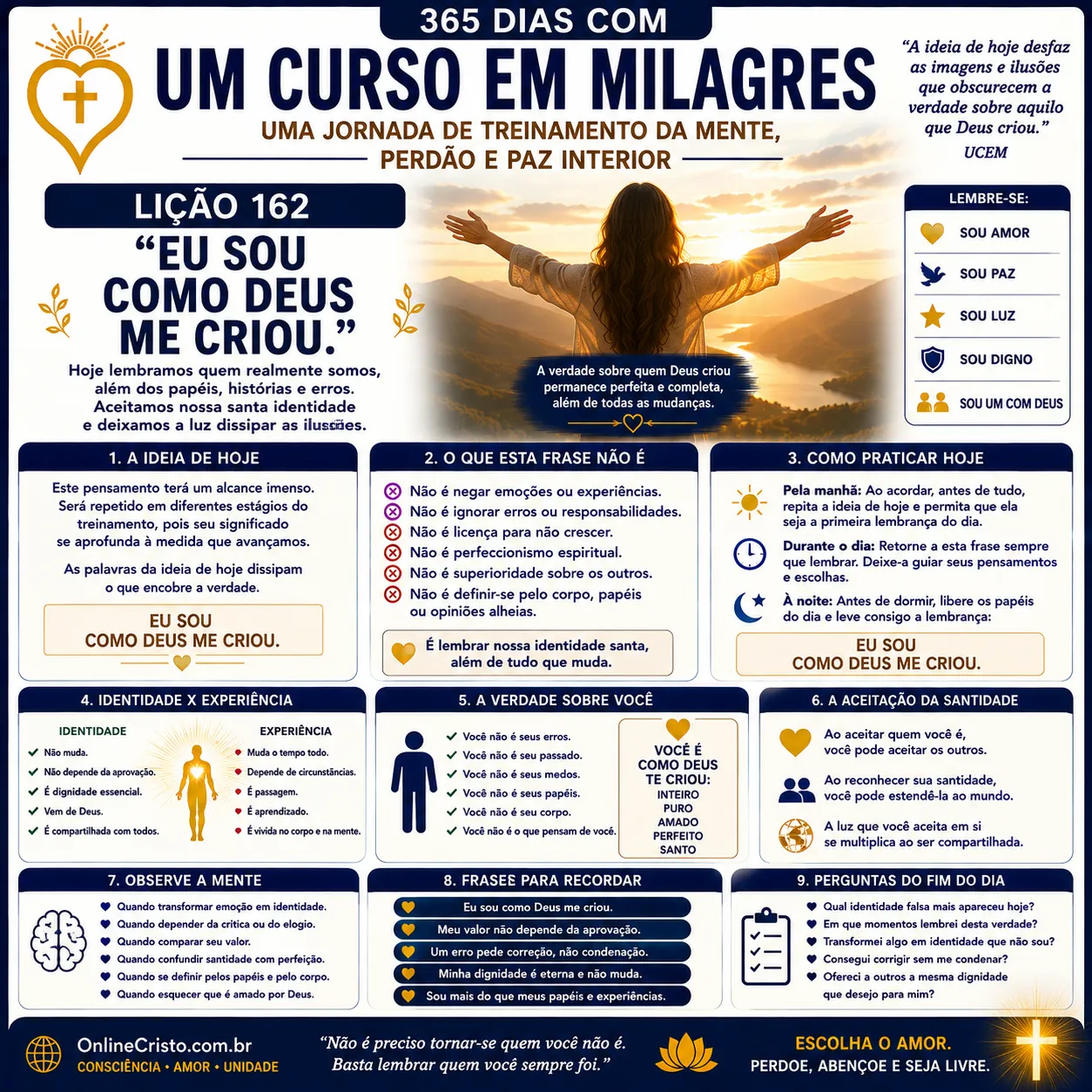 Lição 162 de Um Curso em Milagres — Eu sou como Deus me criou