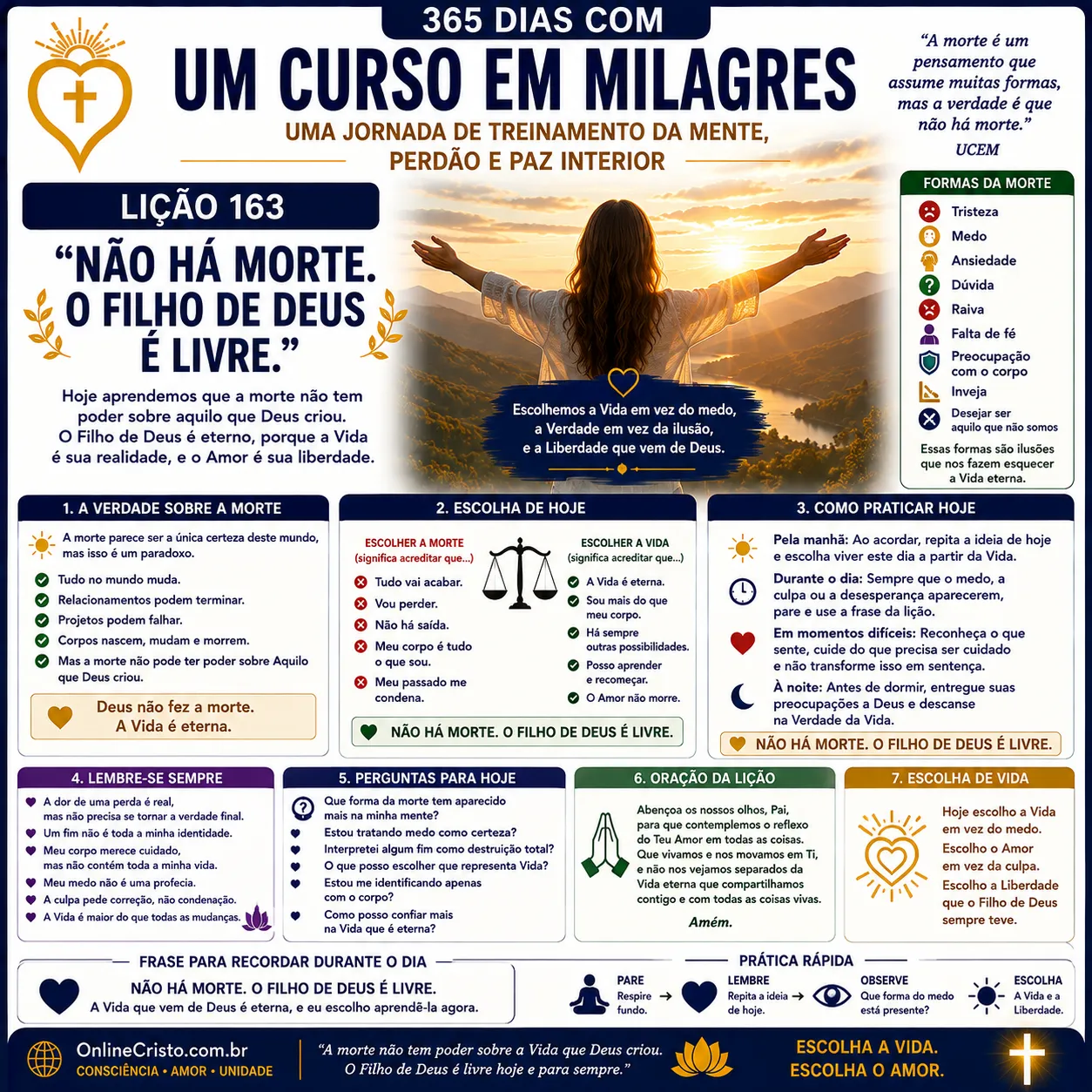 Lição 163 de Um Curso em Milagres — Não há morte. O Filho de Deus é livre