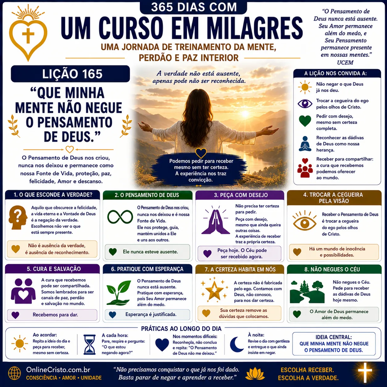 LIÇÃO 165 — QUE MINHA MENTE NÃO NEGUE O PENSAMENTO DE DEUS