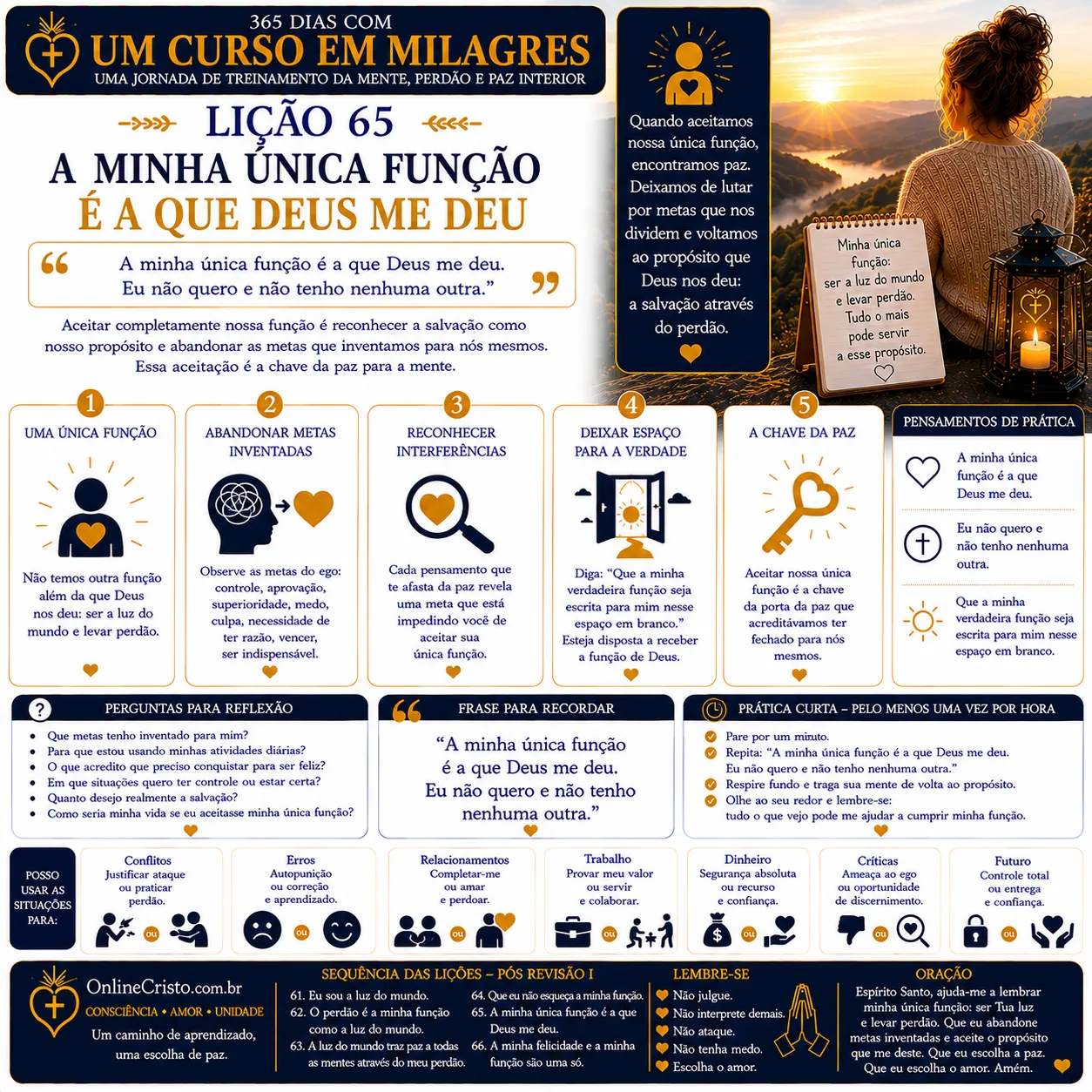 LIÇÃO 65 — A MINHA ÚNICA FUNÇÃO É A QUE DEUS ME DEU