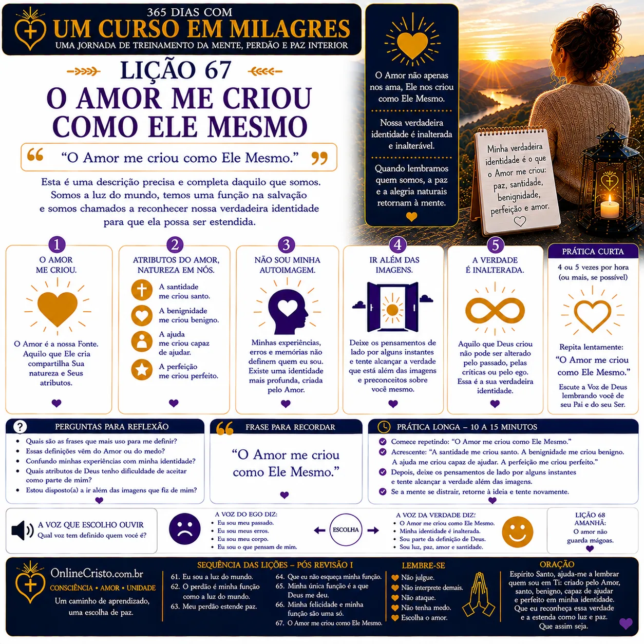 LIÇÃO 67 — O AMOR ME CRIOU COMO ELE MESMO