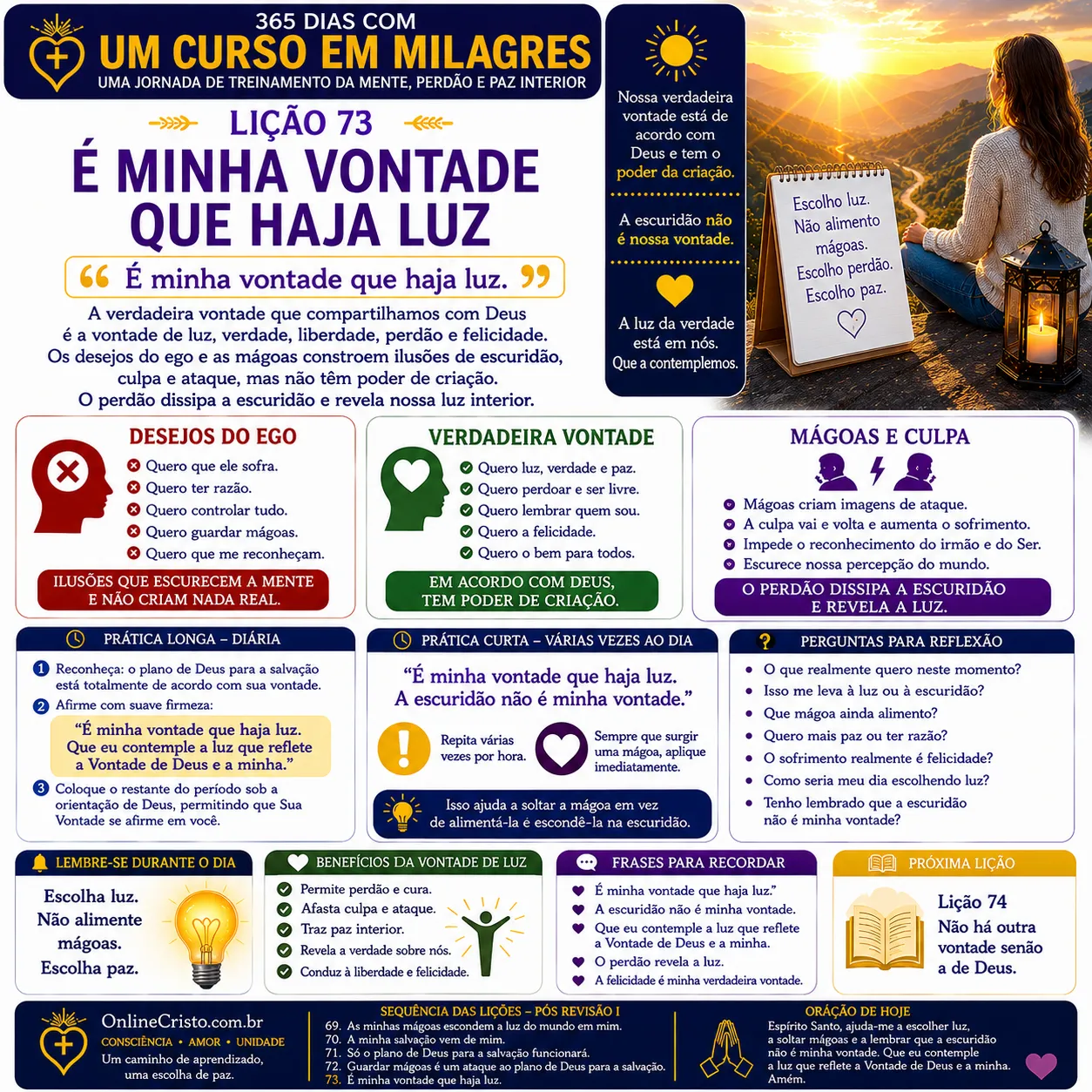 LIÇÃO 73 — É MINHA VONTADE QUE HAJA LUZ