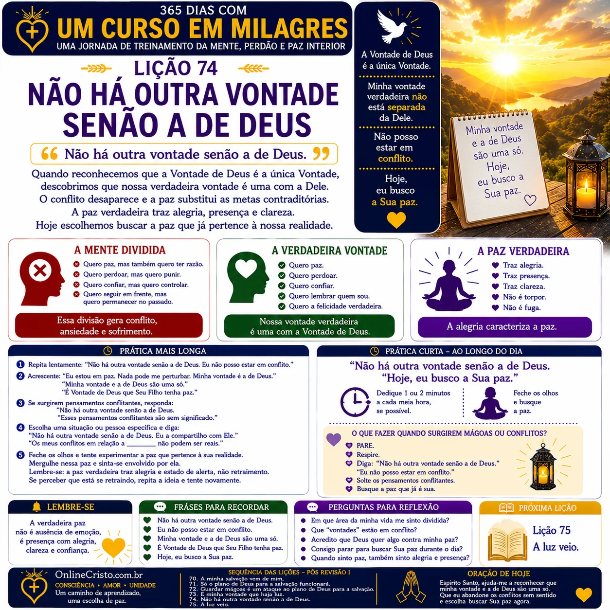 LIÇÃO 74 — NÃO HÁ OUTRA VONTADE SENÃO A DE DEUS