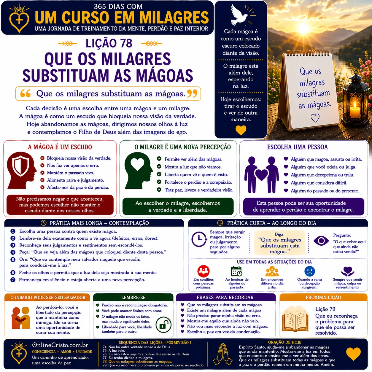 LIÇÃO 78 — QUE OS MILAGRES SUBSTITUAM AS MÁGOAS