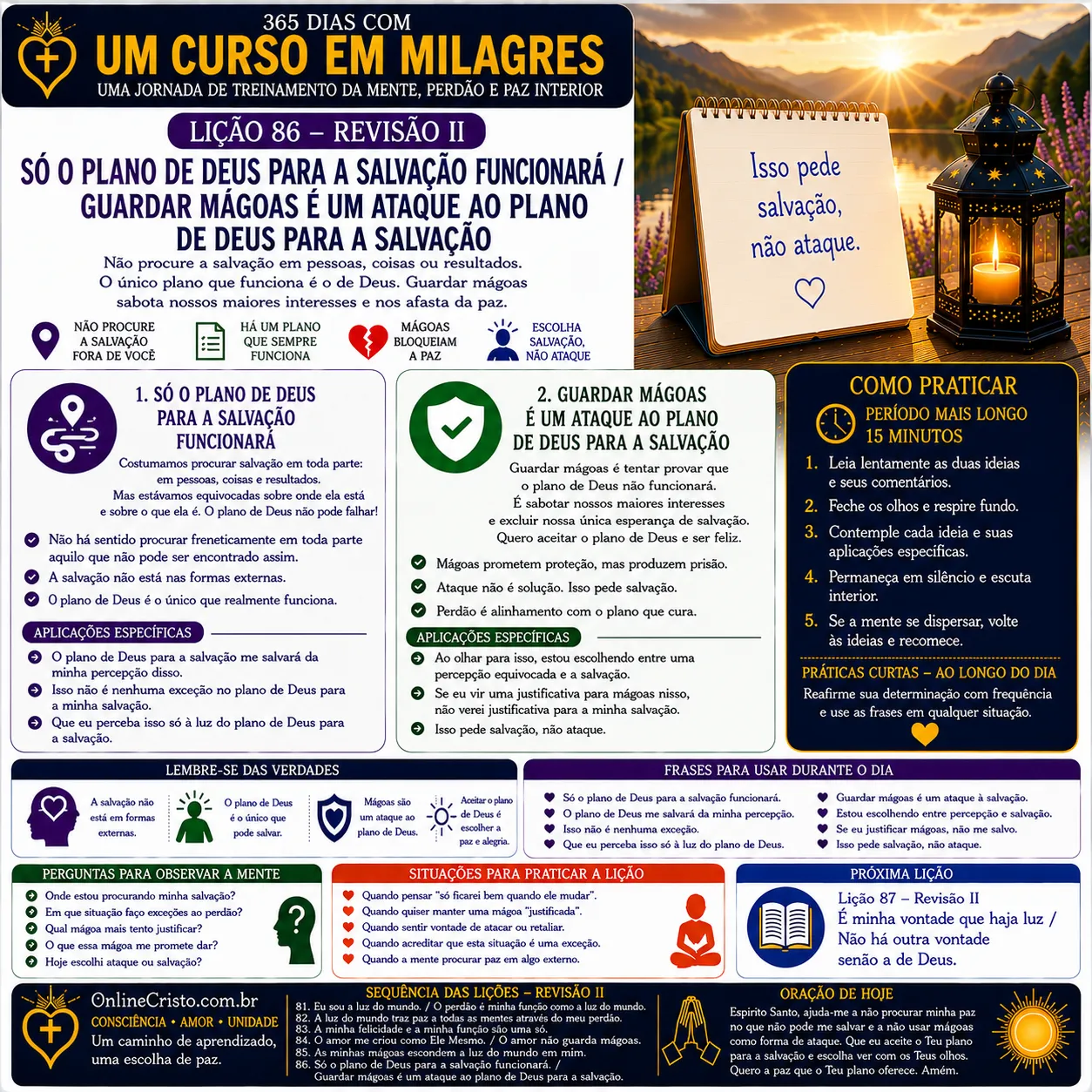 LIÇÃO 86 — REVISÃO II: SÓ O PLANO DE DEUS PARA A SALVAÇÃO FUNCIONARÁ / GUARDAR MÁGOAS É UM ATAQUE AO PLANO DE DEUS PARA A SALVAÇÃO