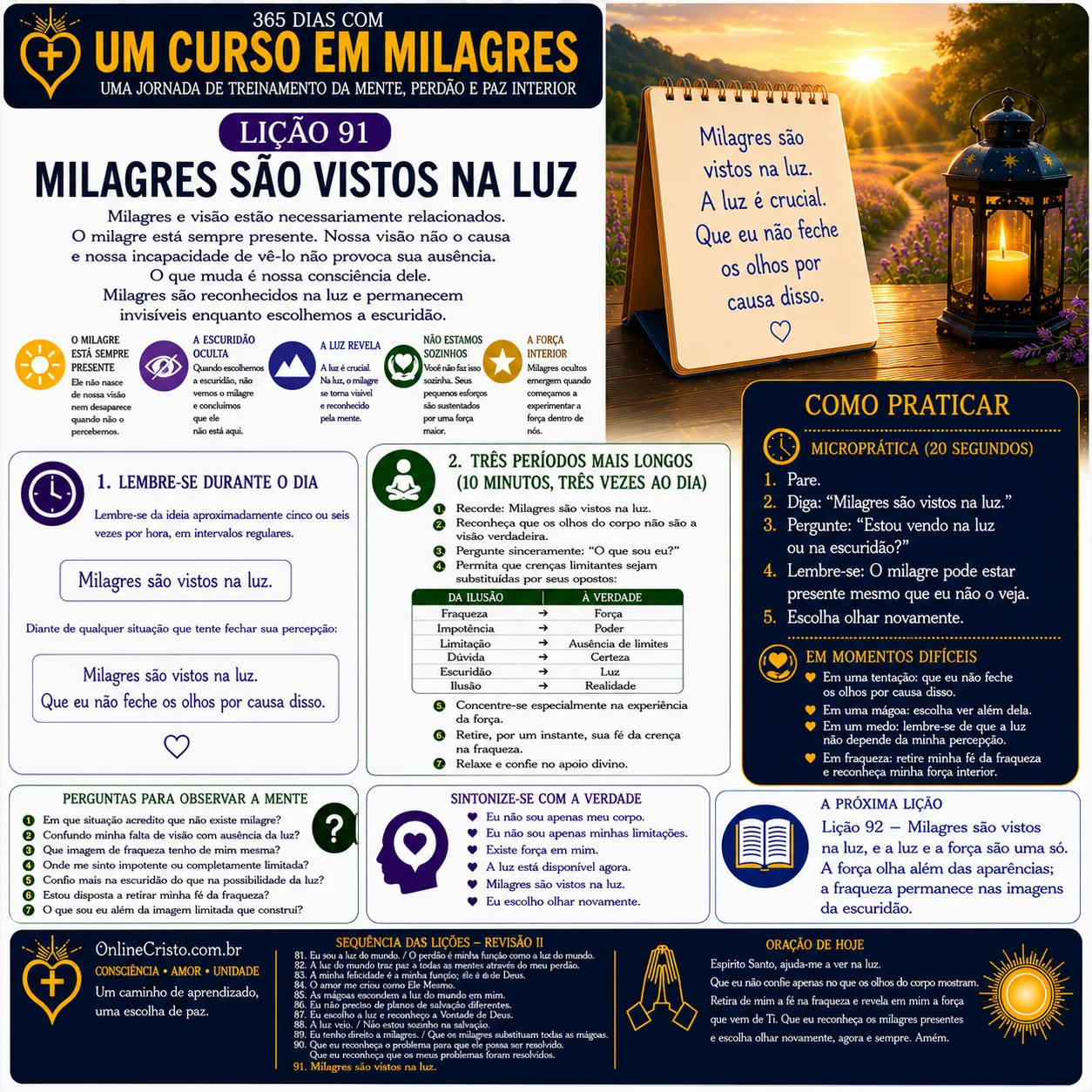 LIÇÃO 91 — MILAGRES SÃO VISTOS NA LUZ
