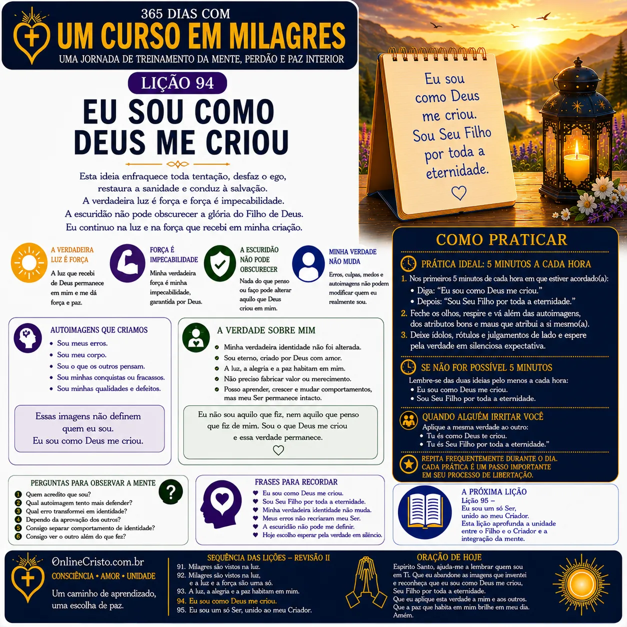 LIÇÃO 94 — EU SOU COMO DEUS ME CRIOU