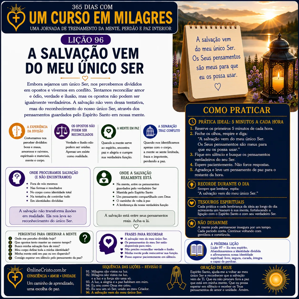 LIÇÃO 96 — A SALVAÇÃO VEM DO MEU ÚNICO SER 7 LIÇÃO 96 — A SALVAÇÃO VEM DO MEU ÚNICO SER