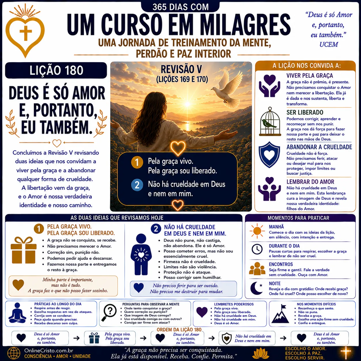 Lição 180 de Um Curso em Milagres — Deus é só Amor e, portanto, eu também