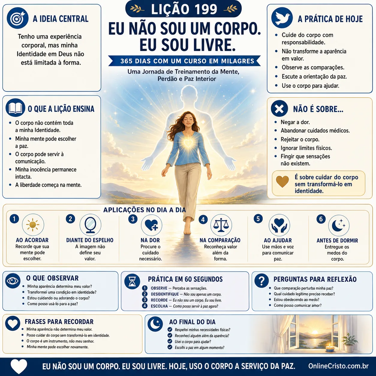 LIÇÃO 199 — EU NÃO SOU UM CORPO. EU SOU LIVRE.