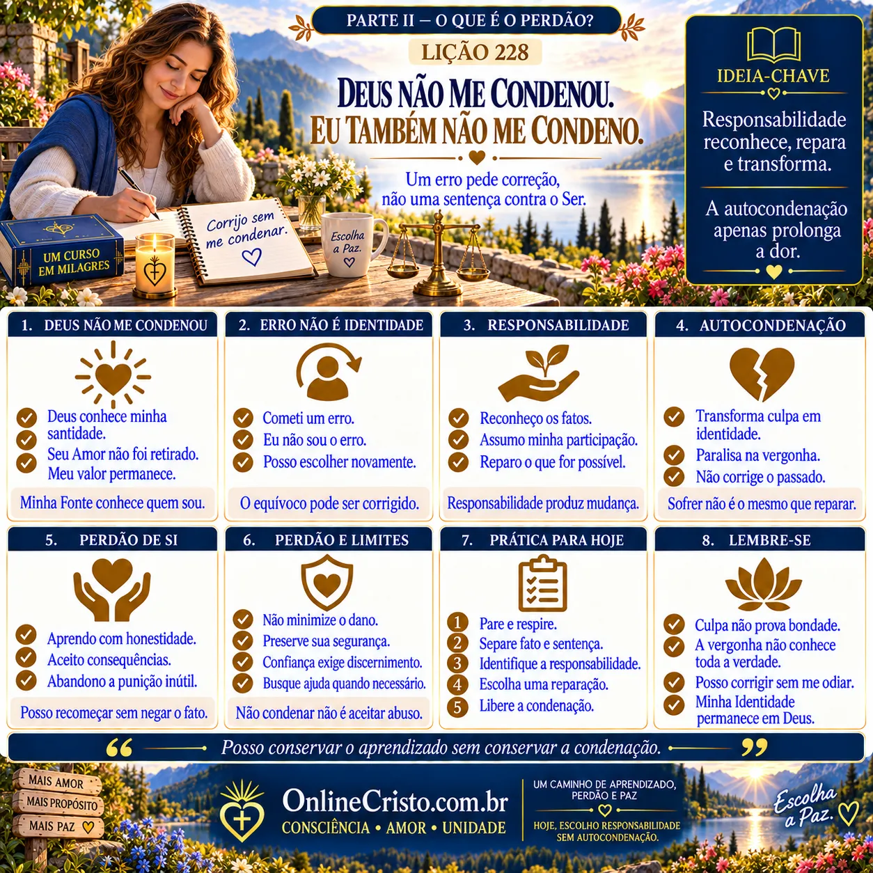 LIÇÃO 228 — DEUS NÃO ME CONDENOU. EU TAMBÉM NÃO ME CONDENO.